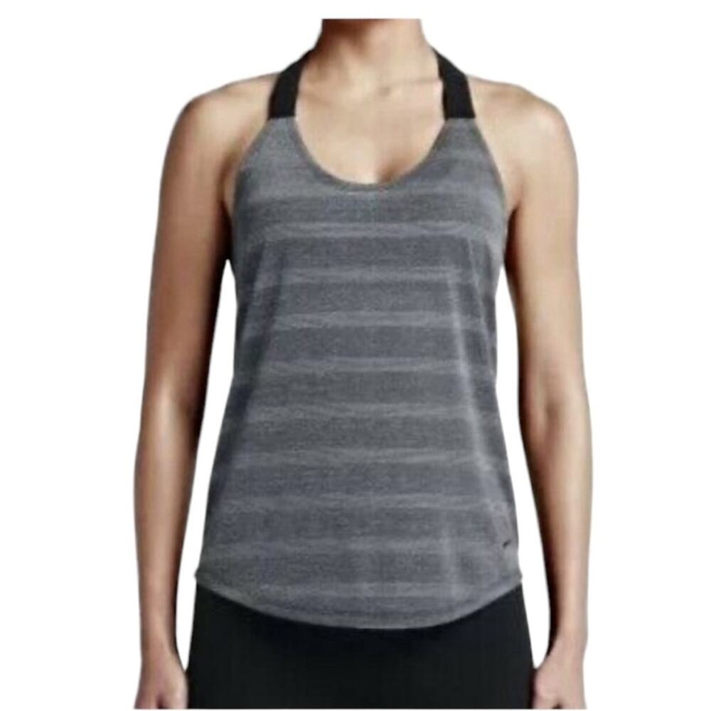 Nike striped workout tank breathable blue dri fit size medium heathered tank